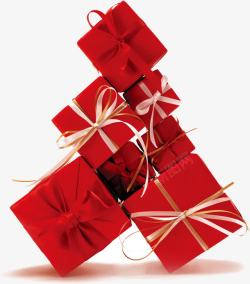 红色重叠礼物礼盒素材