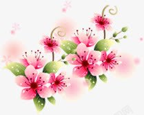 粉色卡通手绘水彩花朵素材