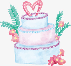 水彩浪漫爱心蛋糕矢量图素材