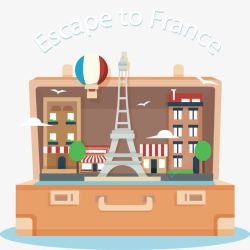 浪漫法国旅游海报矢量图素材