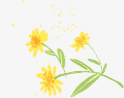 黄色卡通简约春日美景花朵素材