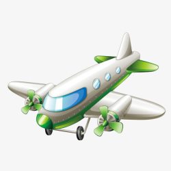卡通绿色飞机客机素材