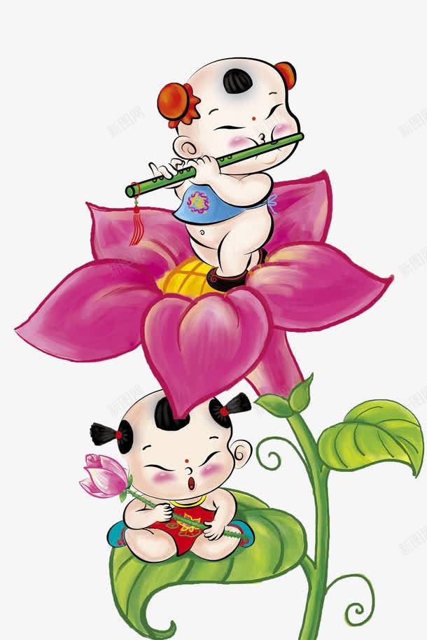 孩童和花png免抠素材_88icon https://88icon.com 笛子 粉色的花 花