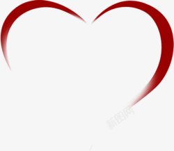 红色心形线条素材