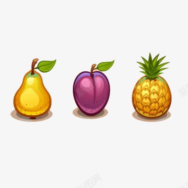 菠萝特写水果图标梨李子菠萝图标