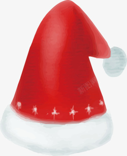 红色水彩圣诞帽矢量图素材