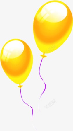 卡通黄色光亮气球素材