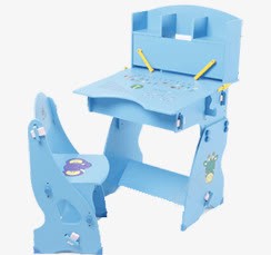 蓝色儿童桌椅素材