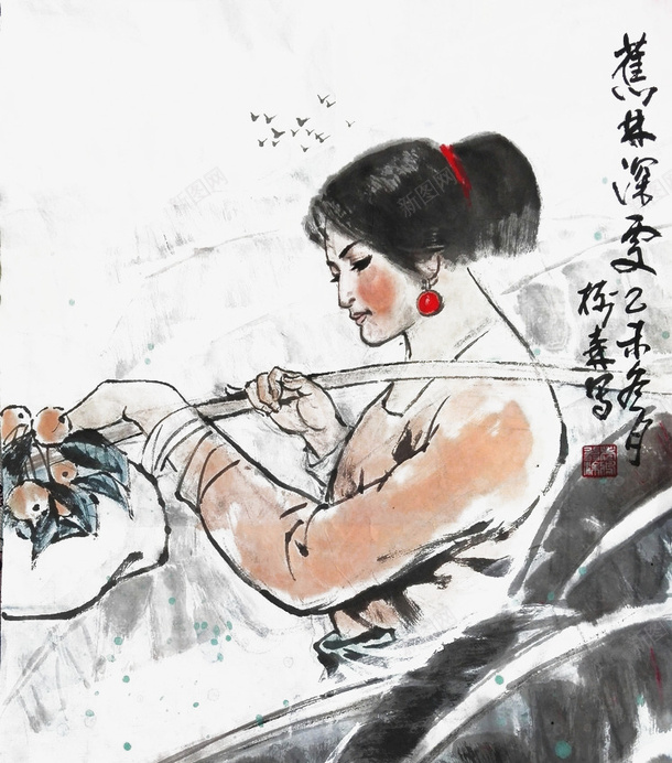 国画蕉林深处挑扁担的女子png免抠素材_88icon https://88icon.com 劳作 发型 国画 女子 扁担 挑扁担 果实 柑橘 蕉叶 辛苦