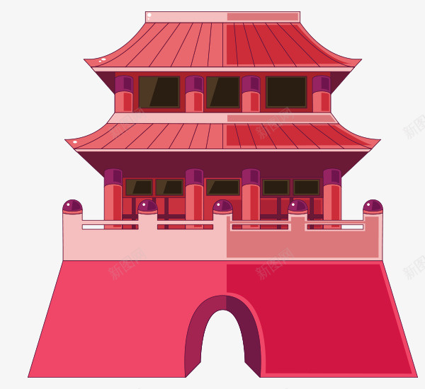 红色中国风塔楼装饰图案png免抠素材_88icon https://88icon.com 中国风 免抠PNG 塔楼 红色 装饰图案