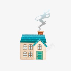 蓝色屋顶小房子矢量图素材