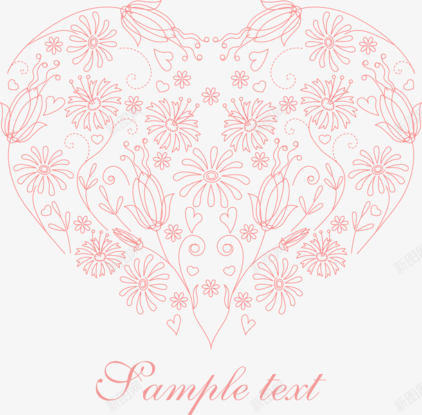 手绘心形粉色花朵图案矢量图ai免抠素材_88icon https://88icon.com 图案 心形 手绘 粉色 花朵 矢量图