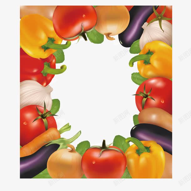 蔬菜边框png免抠素材_88icon https://88icon.com 夏日边框 植物边框 矢量素材 胡萝卜 蔬菜边框 西红杮