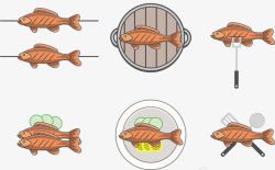 卡通烤鱼素材