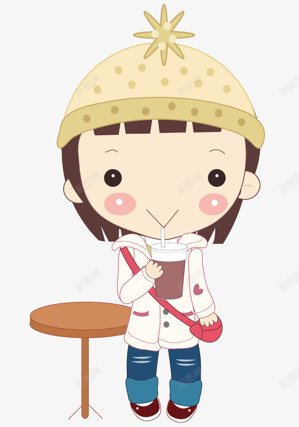 女孩在喝饮料矢量图ai免抠素材_88icon https://88icon.com 可爱 女孩 手绘 插画 饮料 矢量图