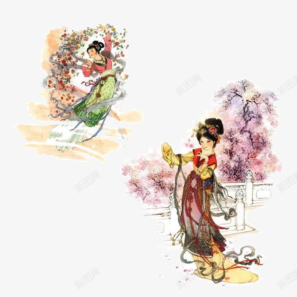 中国古典美女插画png免抠素材_88icon https://88icon.com 中国风 古典美女 手绘美女 美女插画