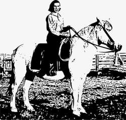 骑马的手绘女孩素材