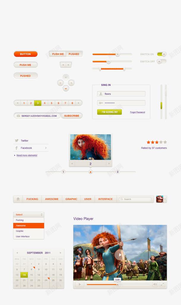 清新UI工具包png免抠素材_88icon https://88icon.com gui ui工具包 ui设计 干净ui设计 清新ui设计 灰色ui设计灰色 界面设计