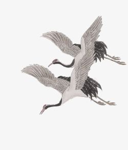 黑色中国风飞鹤装饰图案素材