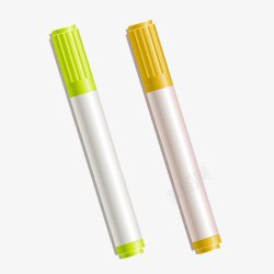 黄色绿色水彩笔画笔素材