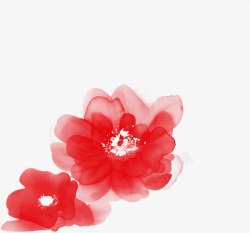 红色手绘水彩花朵装饰素材
