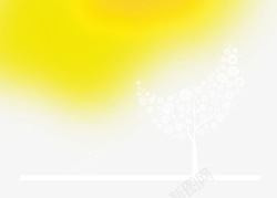 白色树杆黄色背景白色树木高清图片
