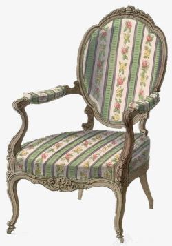 法国皇室绿条纹座椅素材