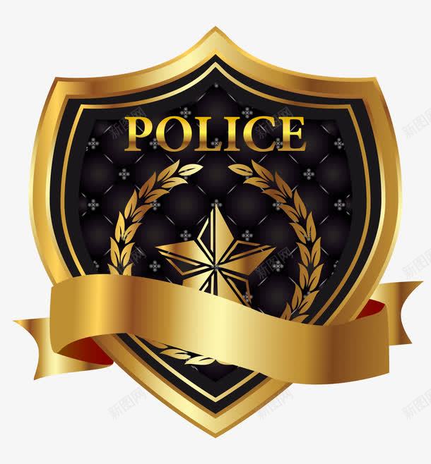 警察袖章标牌png免抠素材_88icon https://88icon.com 丝带 图案 形状 标签 袖章标牌 警察 金边