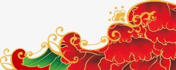 红色中国风花纹冬季装饰素材