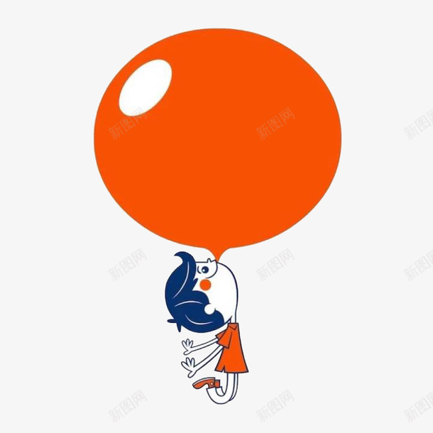 小孩气球psd免抠素材_88icon https://88icon.com 卡通 小孩 橙色 气球