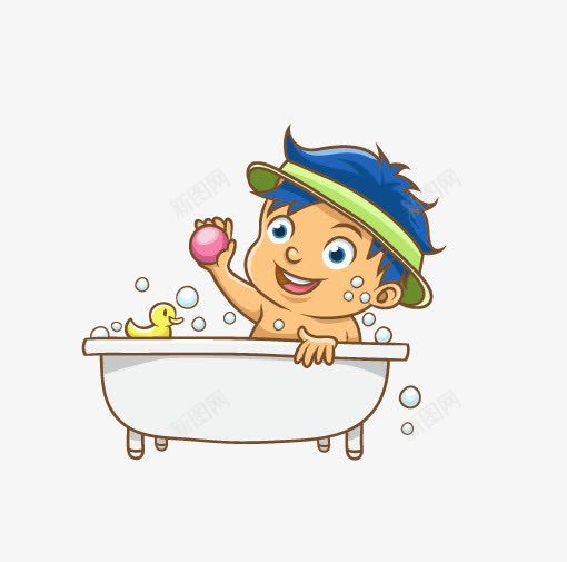洗澡男孩png免抠素材_88icon https://88icon.com 卡通男孩 可爱男孩 矢量男孩