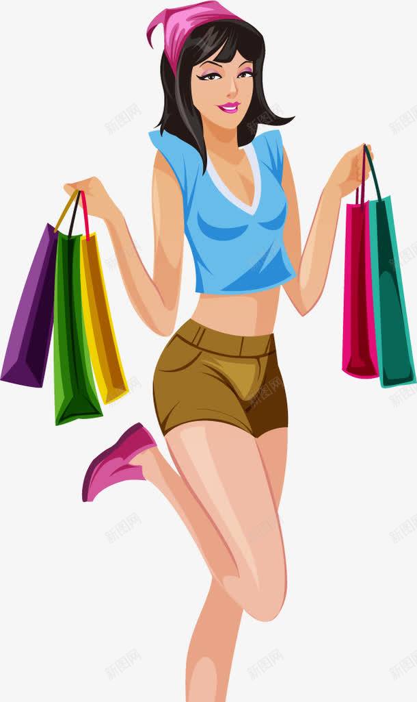 购物的女人png免抠素材_88icon https://88icon.com 头巾 女人 扁平 袋子 购物