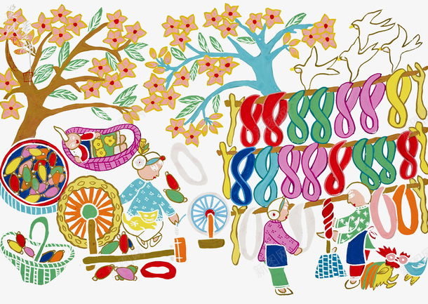 手绘乡村洗衣线png免抠素材_88icon https://88icon.com 农村劳动生活 农民画 手绘乡村 洗衣线