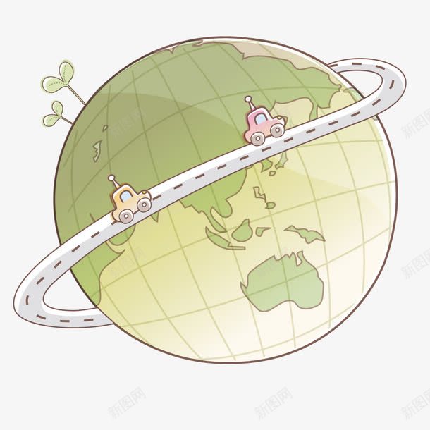 围绕着地球png免抠素材_88icon https://88icon.com 创意 地球 实物 手绘 拟物化 插画