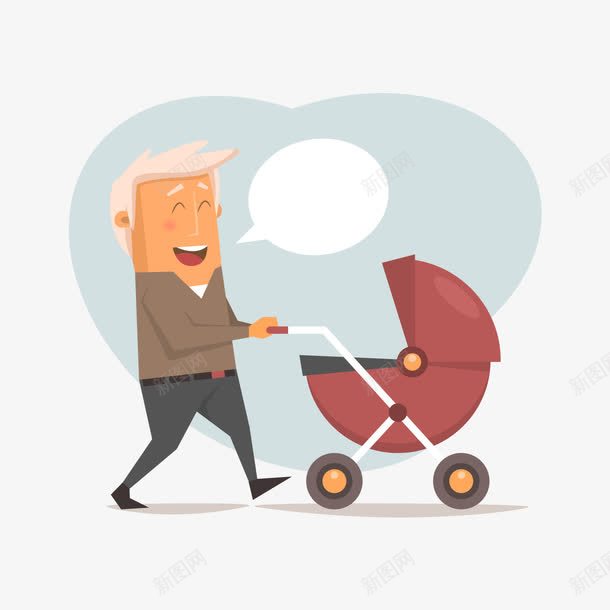 卡通推婴儿车的男子png免抠素材_88icon https://88icon.com 卡通 卡通素材 婴儿车 男子