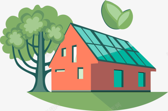 绿色环保房子图矢量图图标图标