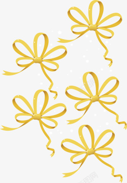 金色花朵彩带矢量图素材