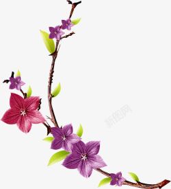 粉紫色春天清新花朵装饰素材