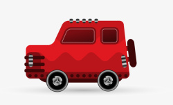 卡通迷你交通工具红色SUV素材