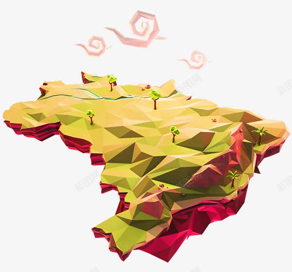 黄绿色简约小岛装饰图案png免抠素材_88icon https://88icon.com 免抠PNG 小岛 简约 装饰图案 黄绿色