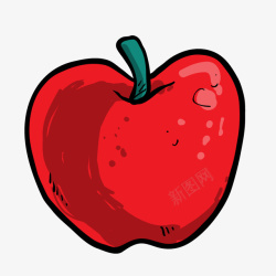 红色质感扁平水果苹果矢量图素材