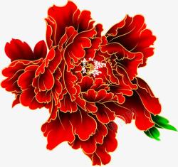 手绘红色花朵展架素材