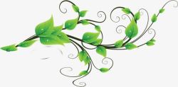 绿色卡通手绘树叶春天装饰素材