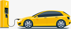 黄色简约节能车装饰图案素材