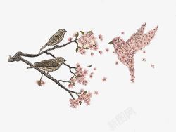 卡通手绘啄木鸟素材