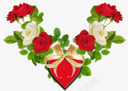 心形礼物盒玫瑰花素材