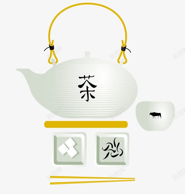 风雅的茶壶茶杯png免抠素材_88icon https://88icon.com 中国风 茶壶 茶杯 茶艺