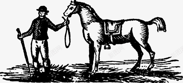 夜晚的草地放马的男人图标图标