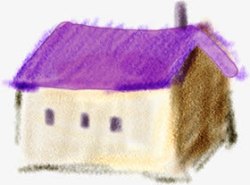 手绘紫色房屋爱护环境海报素材