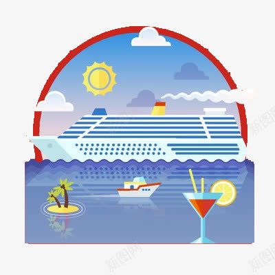 游轮旅游png免抠素材_88icon https://88icon.com 创意 卡通手绘 拟物化 插画 旅游